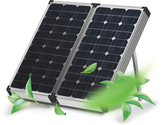 Panel fotowoltaiczny przyozdobiony motywem zielonych liści